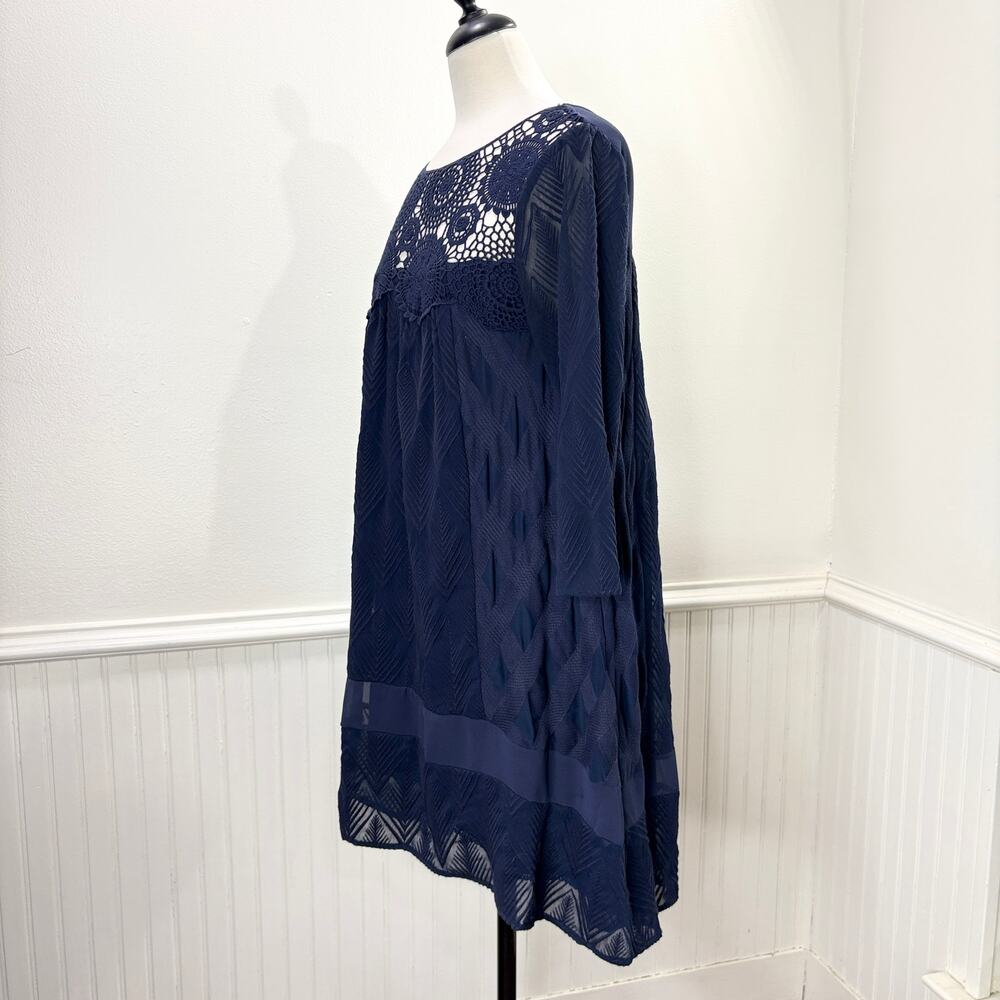 Holding Horses Size S‎ Augusta Swing Dress Crochet Lace Navy Cottagecore Boho - Picture 2 of 12
